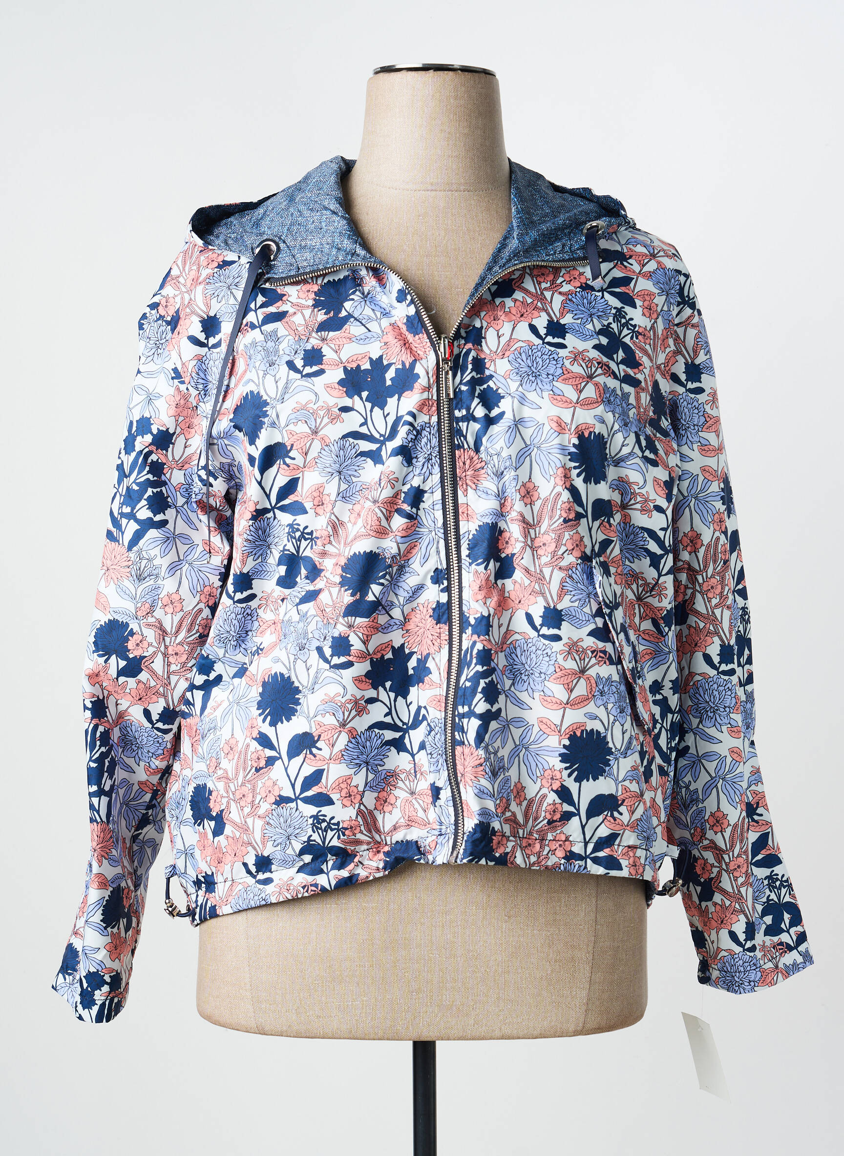 Coupe-vent manches longues a capuche bleu CONCEPT  K femme