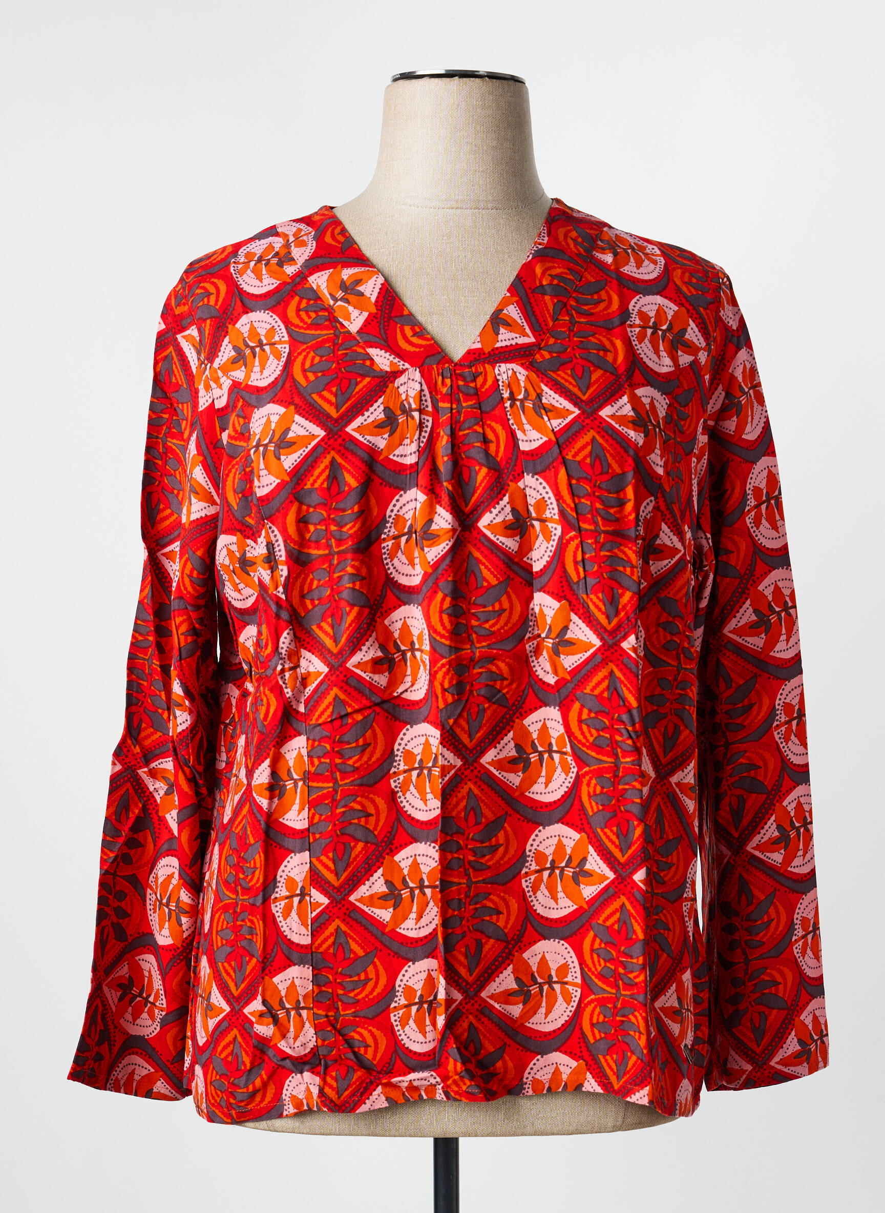 Blouse imprimé fantaisie manches longues rouge AGATHE & LOUISE femme