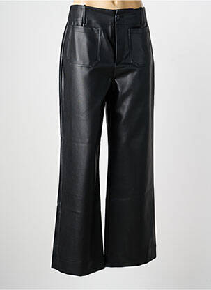 Pantalon large fermeture zippée sous rabat boutonné taille haute noir DERHY femme