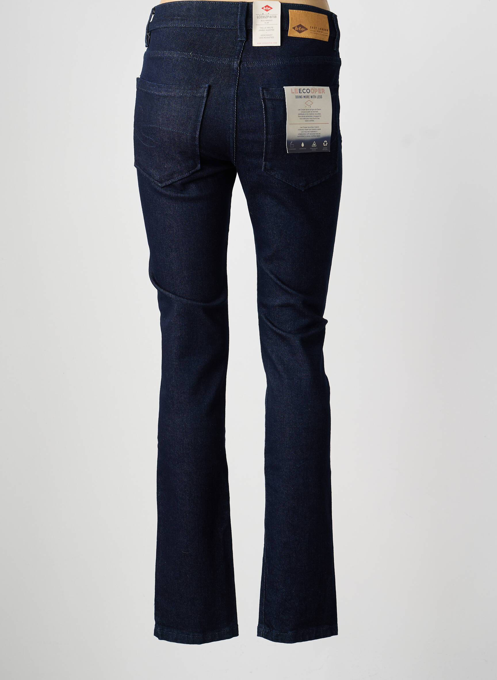 Jeans coupe slim tissage brut taille haute bleu LEE COOPER femme