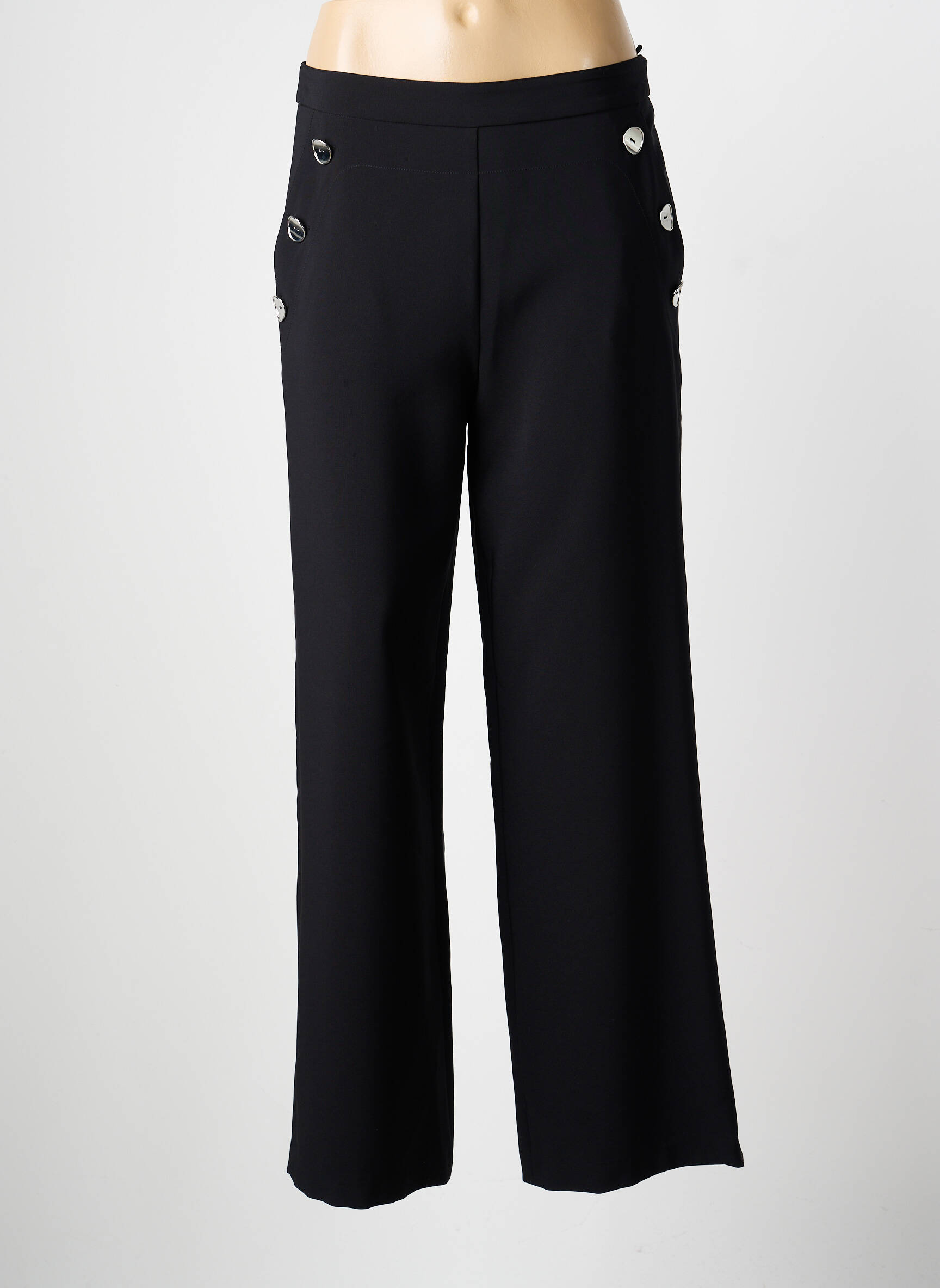 Pantalon large fermeture zip latéral taille normale noir GREGORY PAT femme