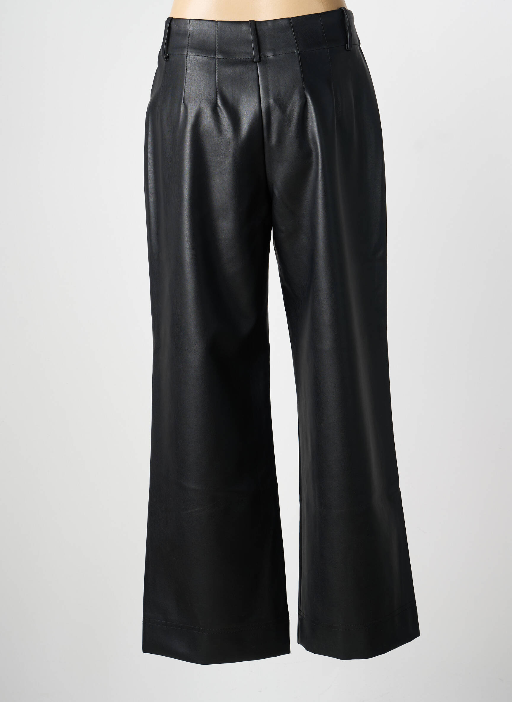 Pantalon large fermeture zippée sous rabat boutonné taille haute noir DERHY femme