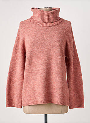 Pull col roulé tissage chiné manches longues rose GRIFFON femme