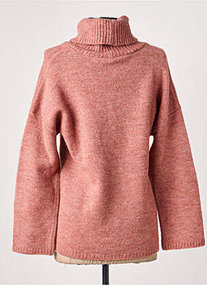 Pull col roulé tissage chiné manches longues rose GRIFFON femme