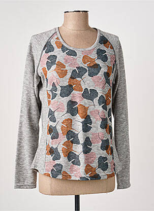 Pull tissage chiné manches longues gris I.ODENA femme