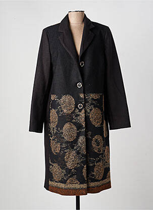 Manteau long coupe cintrée sans capuche noir GREGORY PAT femme