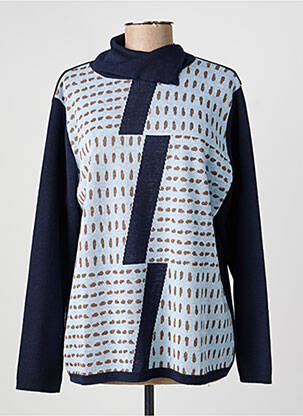 Pull col roulé coupe cintrée manches longues bleu I.ODENA femme