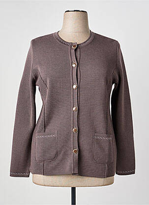 Gilet manches longues col rond marron GRIFFON femme