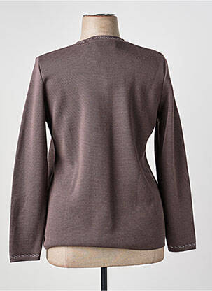 Gilet manches longues col rond marron GRIFFON femme
