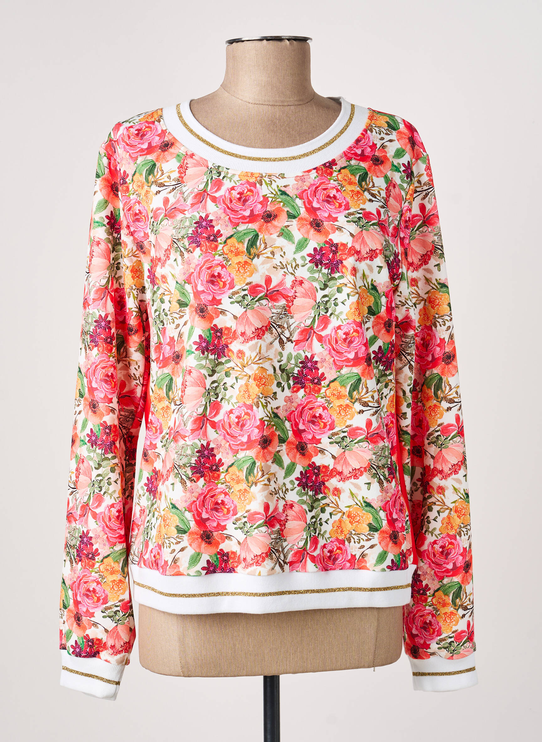 Sweat-shirt stretch manches longues orange PAUL BRIAL femme