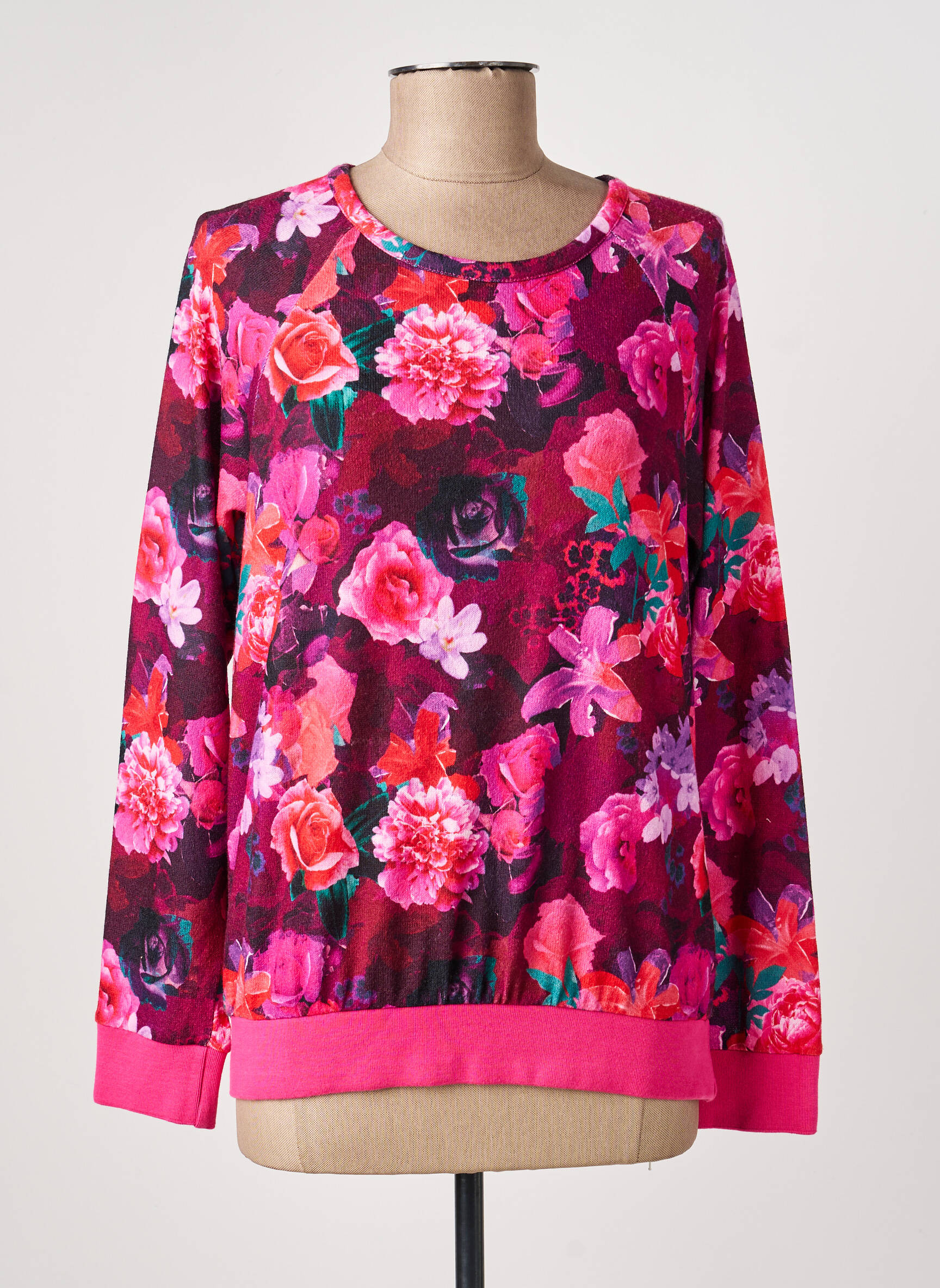 Sweat-shirt stretch manches longues rose PAUL BRIAL femme