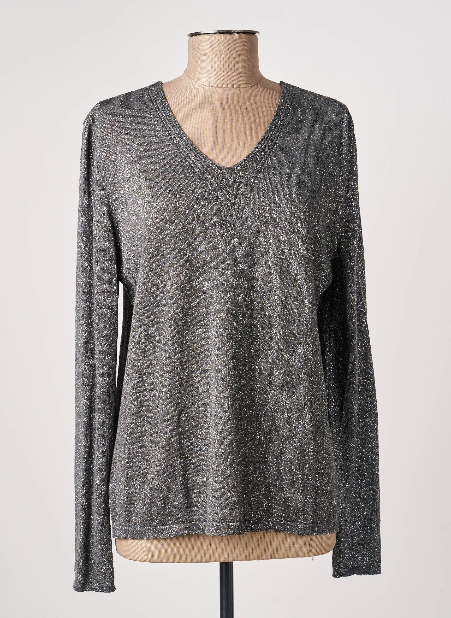 Top manches longues manches longues argent I.ODENA femme