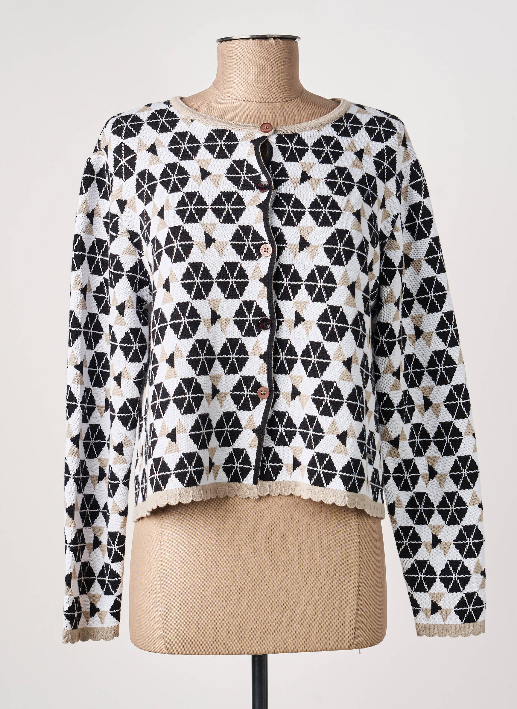 Gilet manches longues col rond noir AGATHE & LOUISE femme