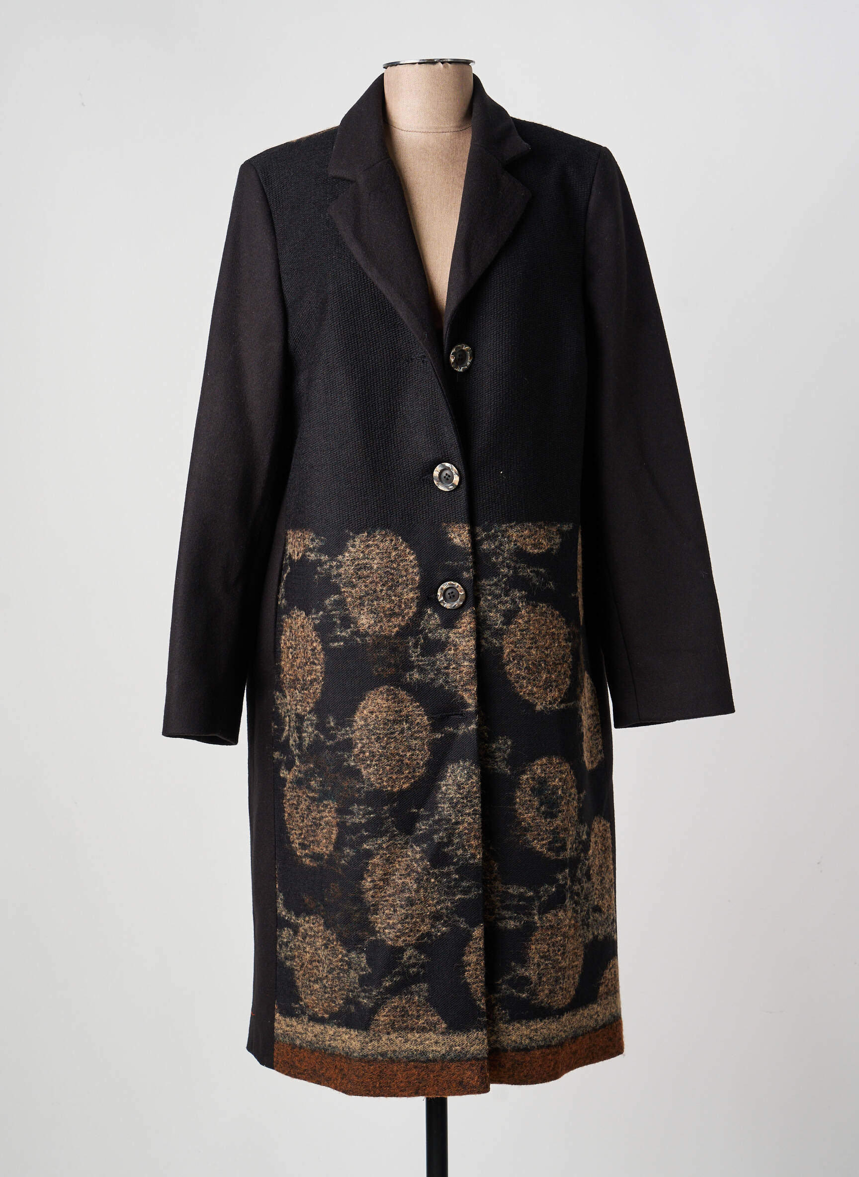 Manteau long coupe cintrée sans capuche noir GREGORY PAT femme