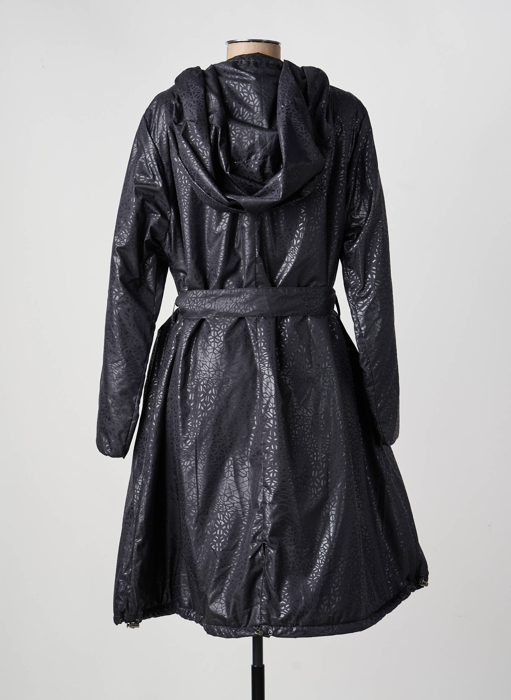 Imperméable finition intérieure doublure satiné a capuche noir AGATHE & LOUISE femme