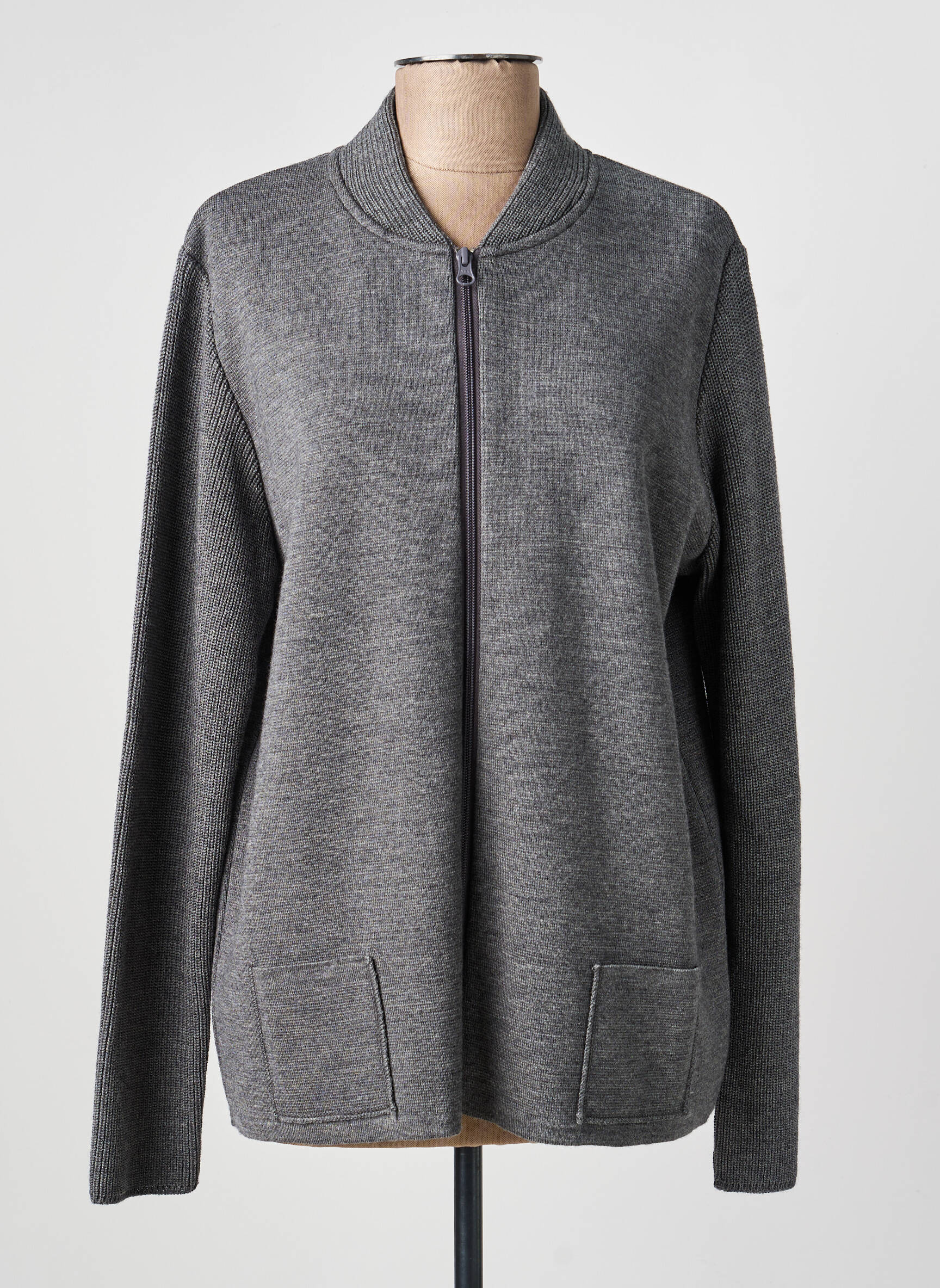 Gilet manches longues stretch gris I.ODENA femme
