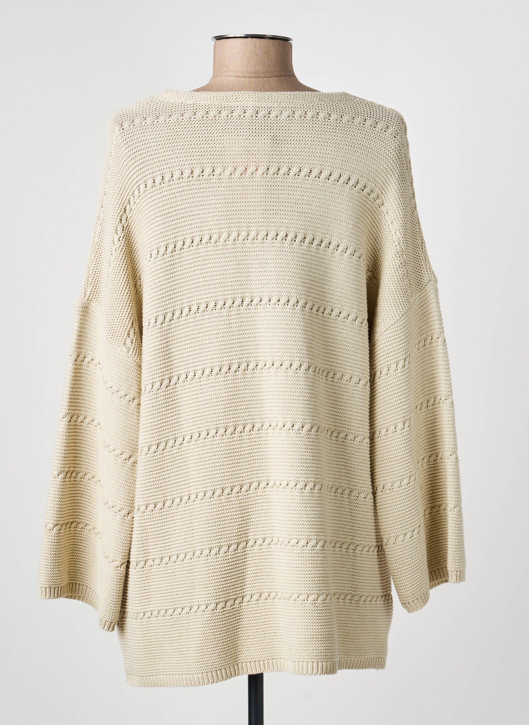 Gilet manches longues maille souple et aérée beige GRIFFON femme