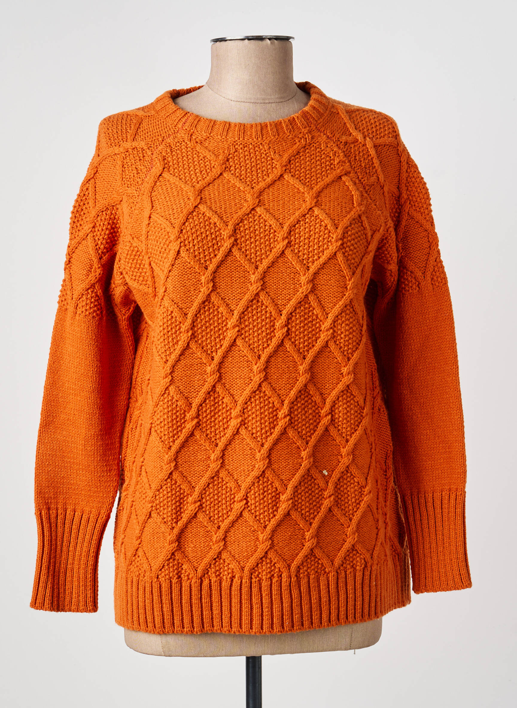 Pull resserrée sur le bas manches longues orange I.ODENA femme