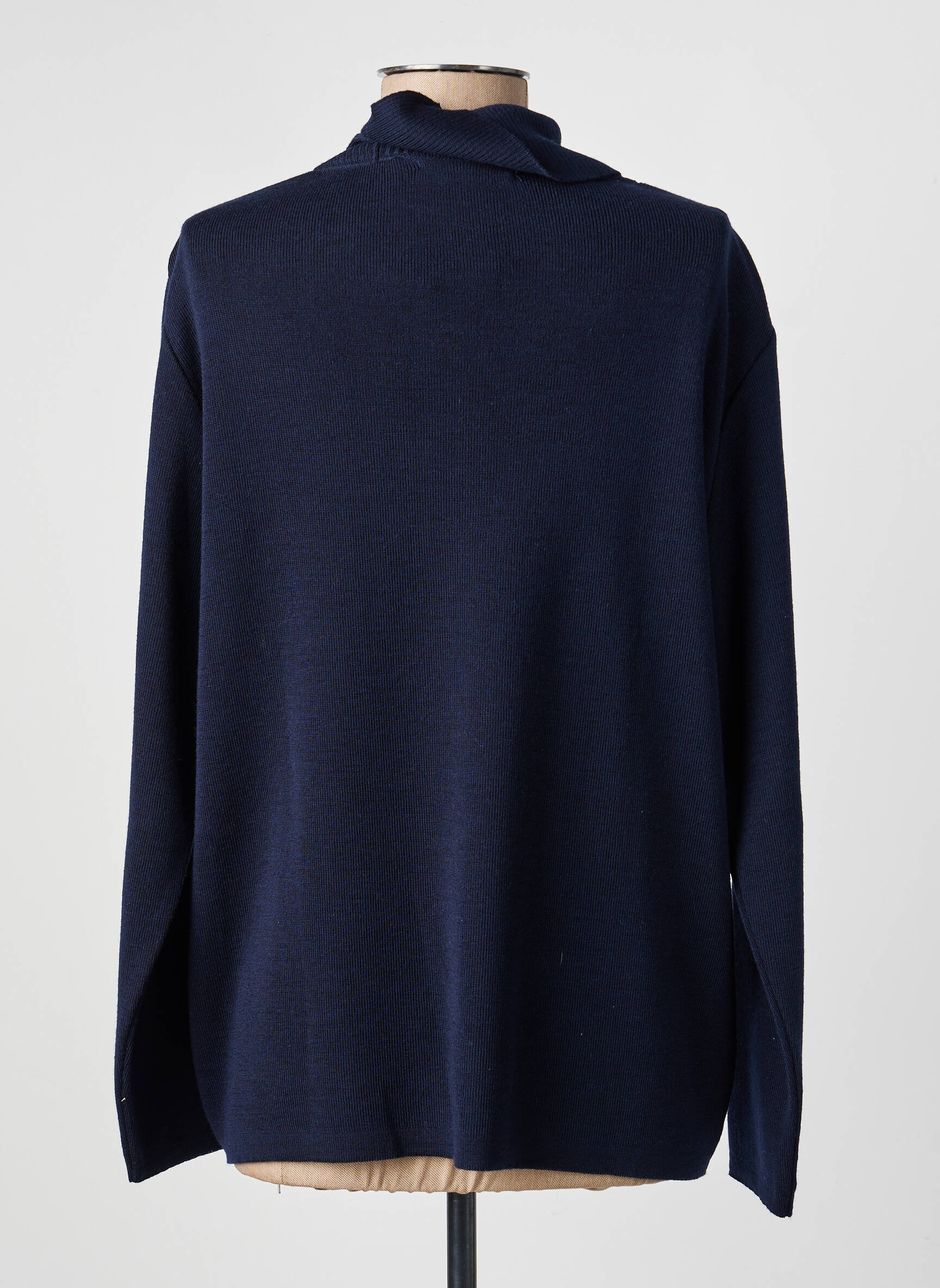 Pull col roulé coupe cintrée manches longues bleu I.ODENA femme