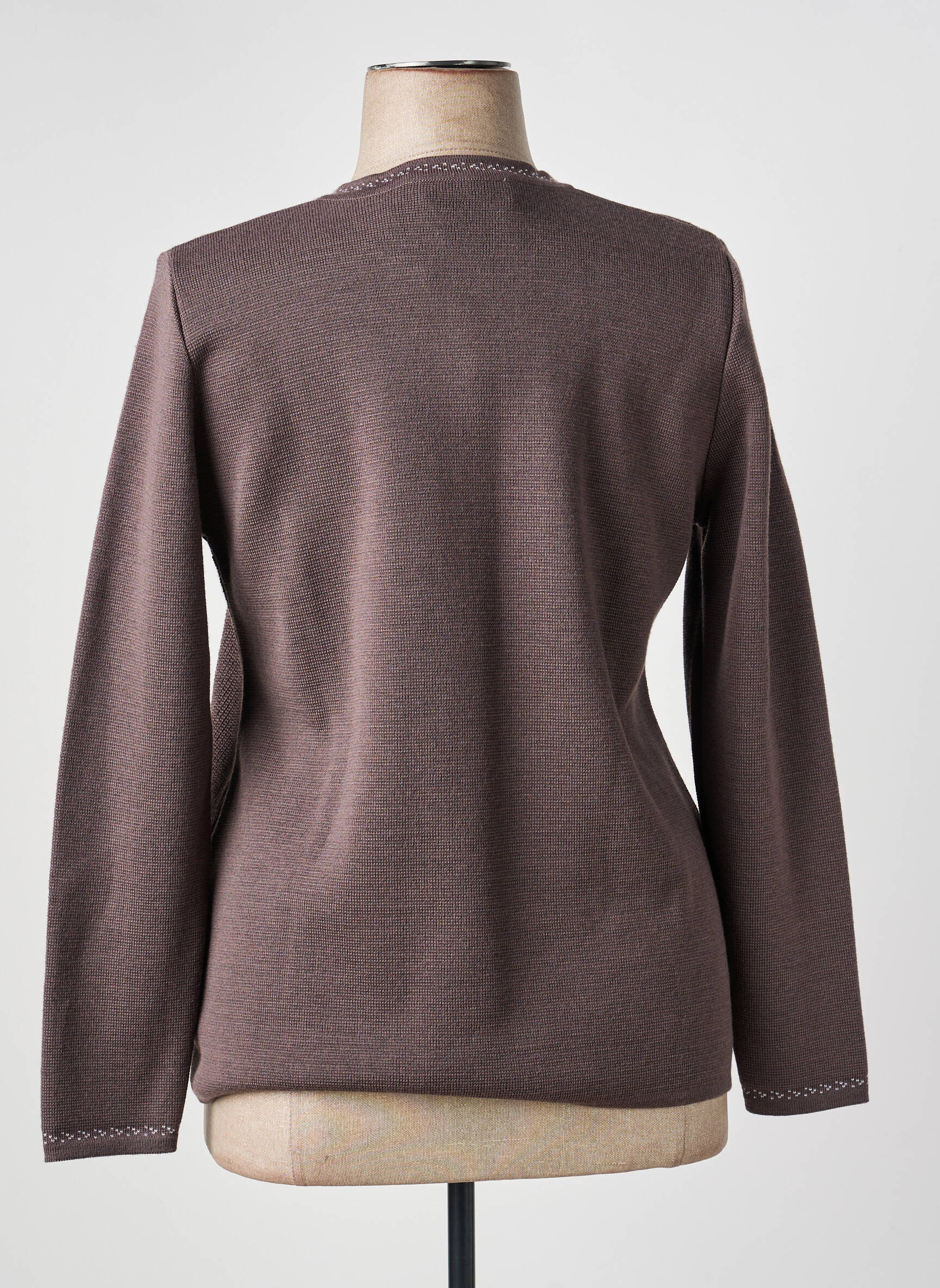 Gilet manches longues col rond marron GRIFFON femme