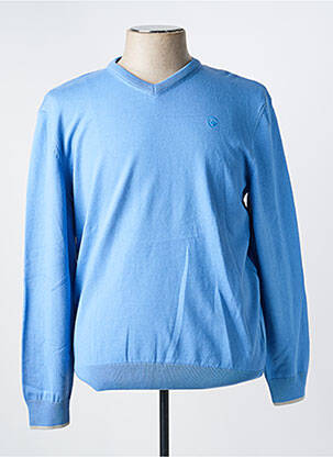 Pull col v manches longues bleu BLACK WELLIS homme