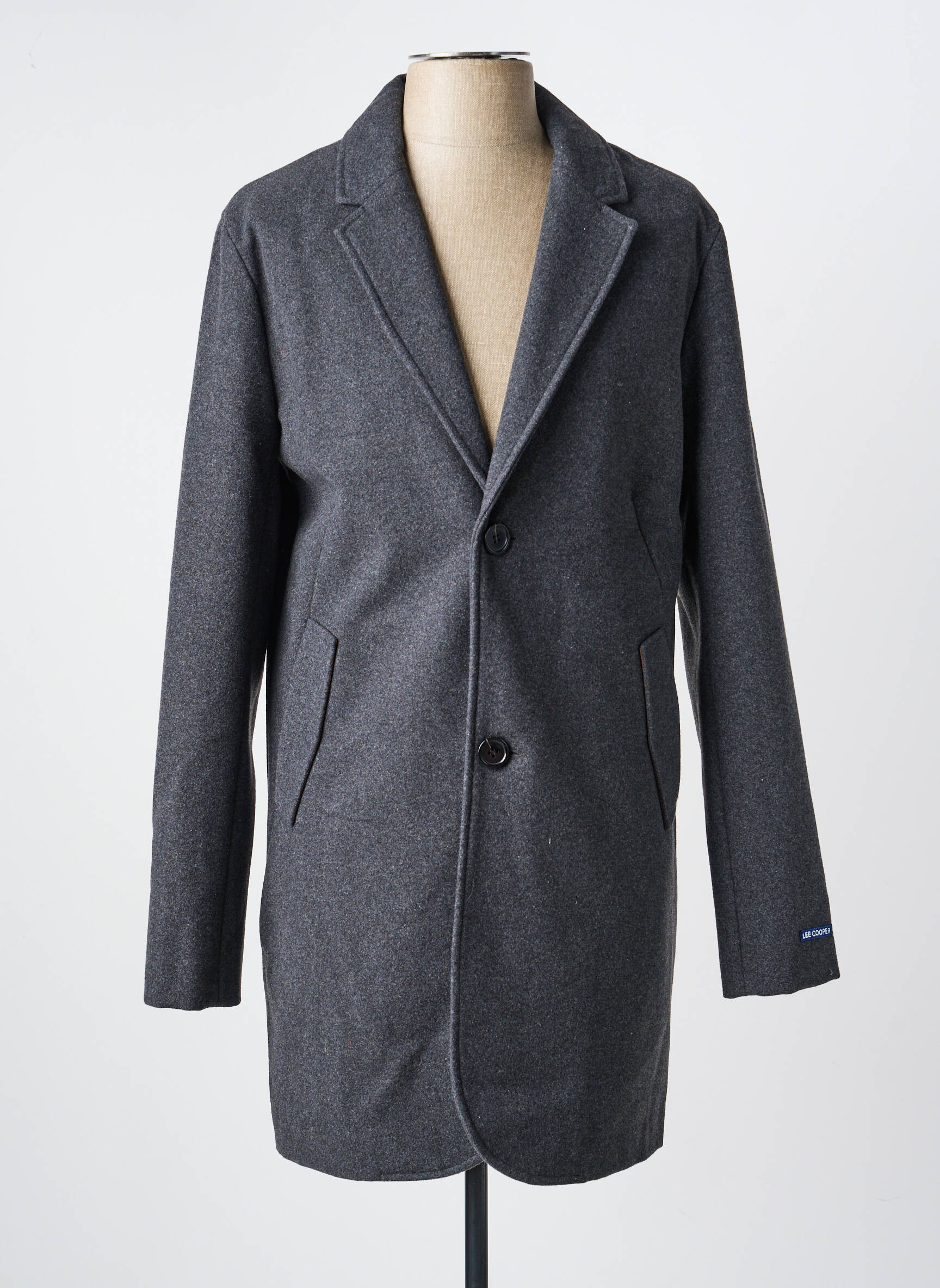 Manteau long manches longues sans capuche gris LEE COOPER homme