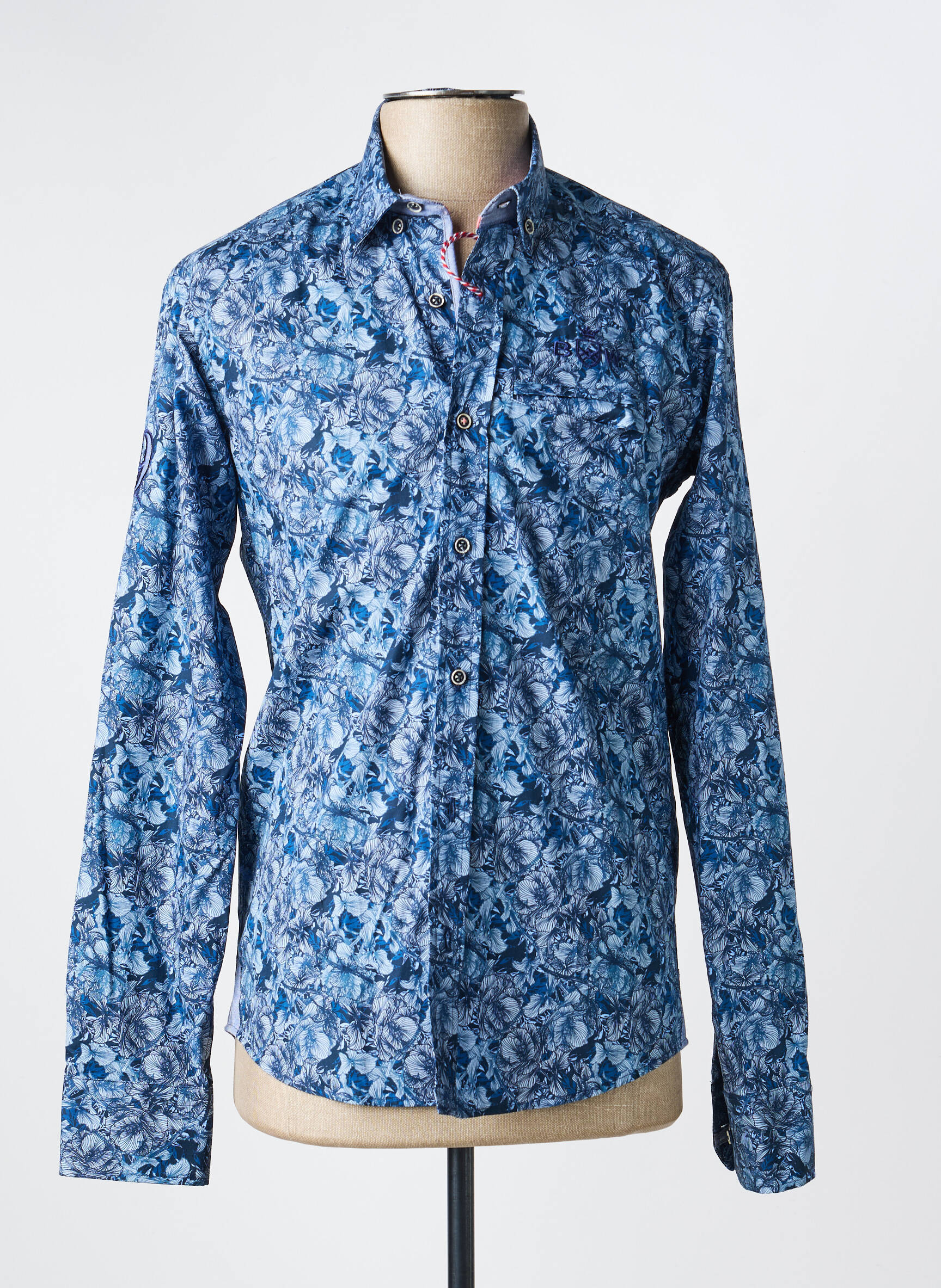 Chemise manches longues imprimé fantaisie bleu BLACK WELLIS homme