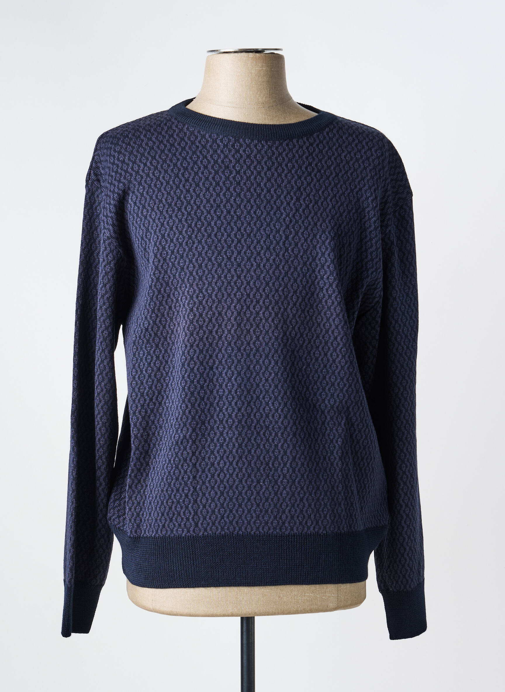 Pull col rond manches longues bleu I.ODENA homme