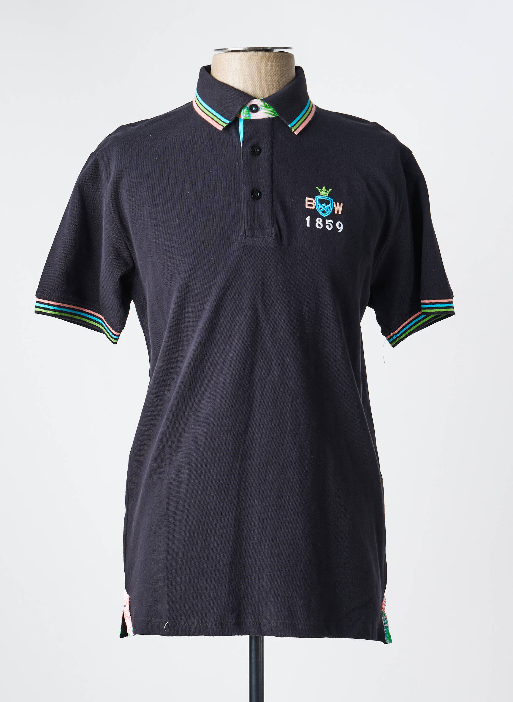 Polo coupe droite manches courtes noir BLACK WELLIS homme