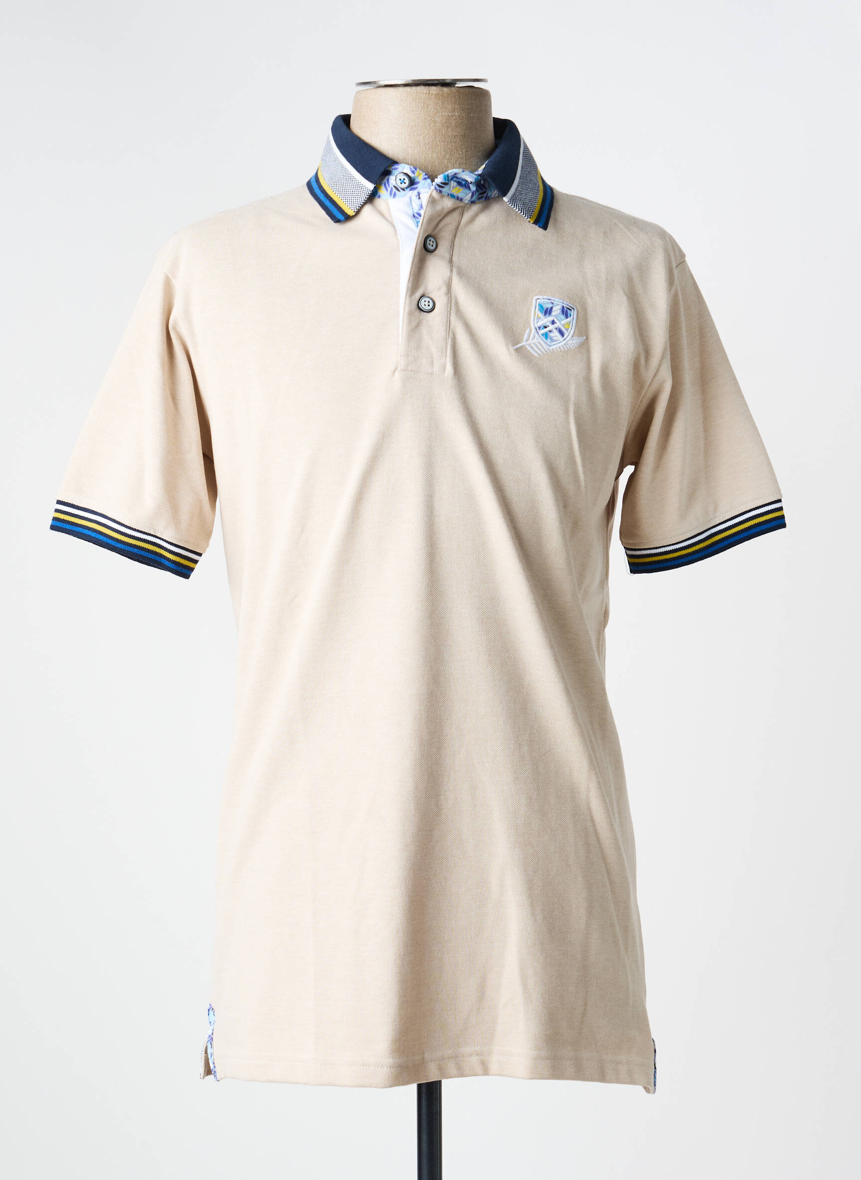 Polo coupe droite manches courtes beige BLACK WELLIS homme