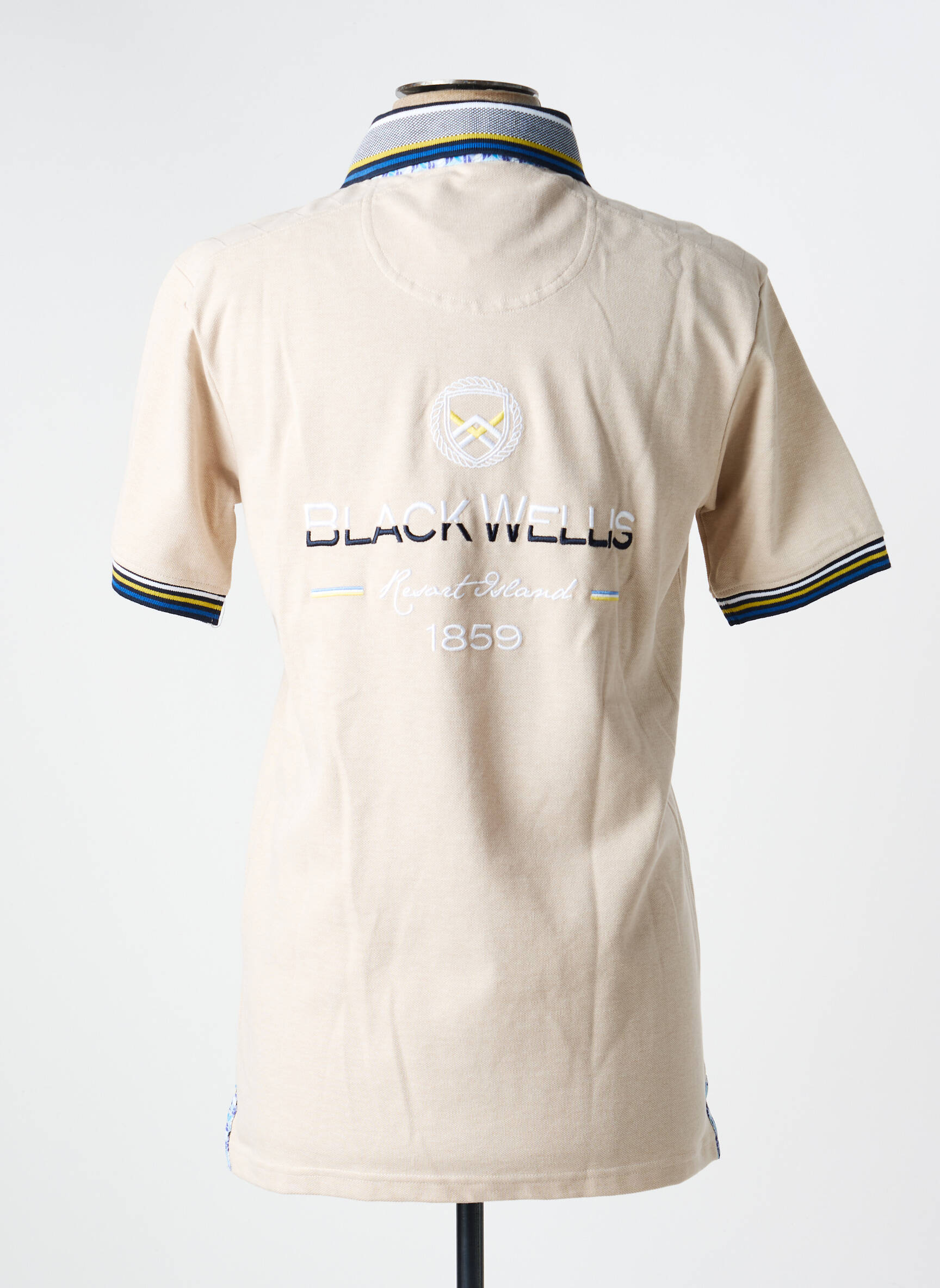 Polo coupe droite manches courtes beige BLACK WELLIS homme