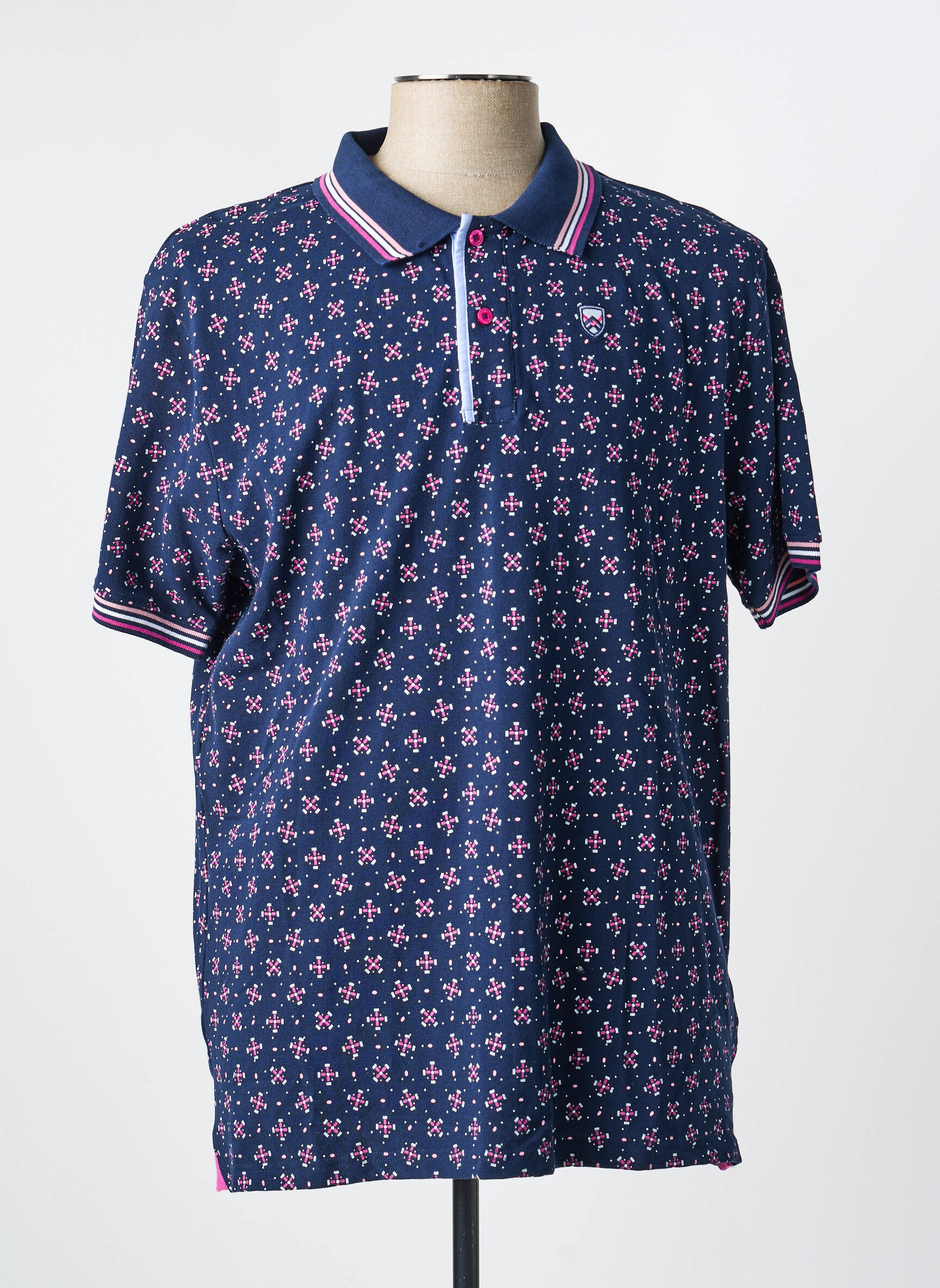Polo coupe droite manches courtes bleu BLACK WELLIS homme