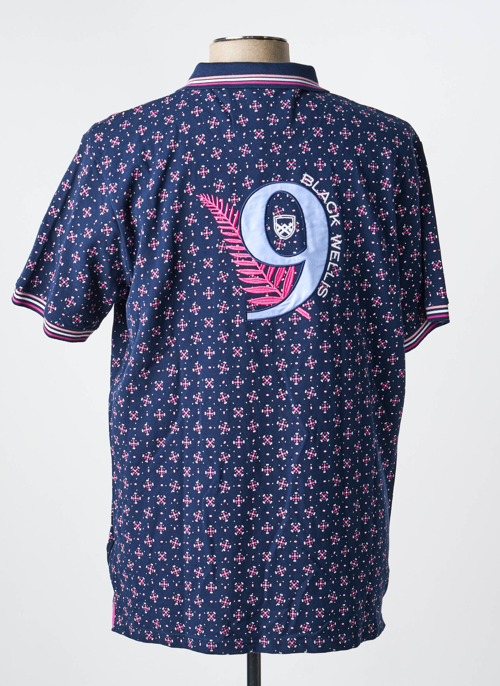Polo coupe droite manches courtes bleu BLACK WELLIS homme