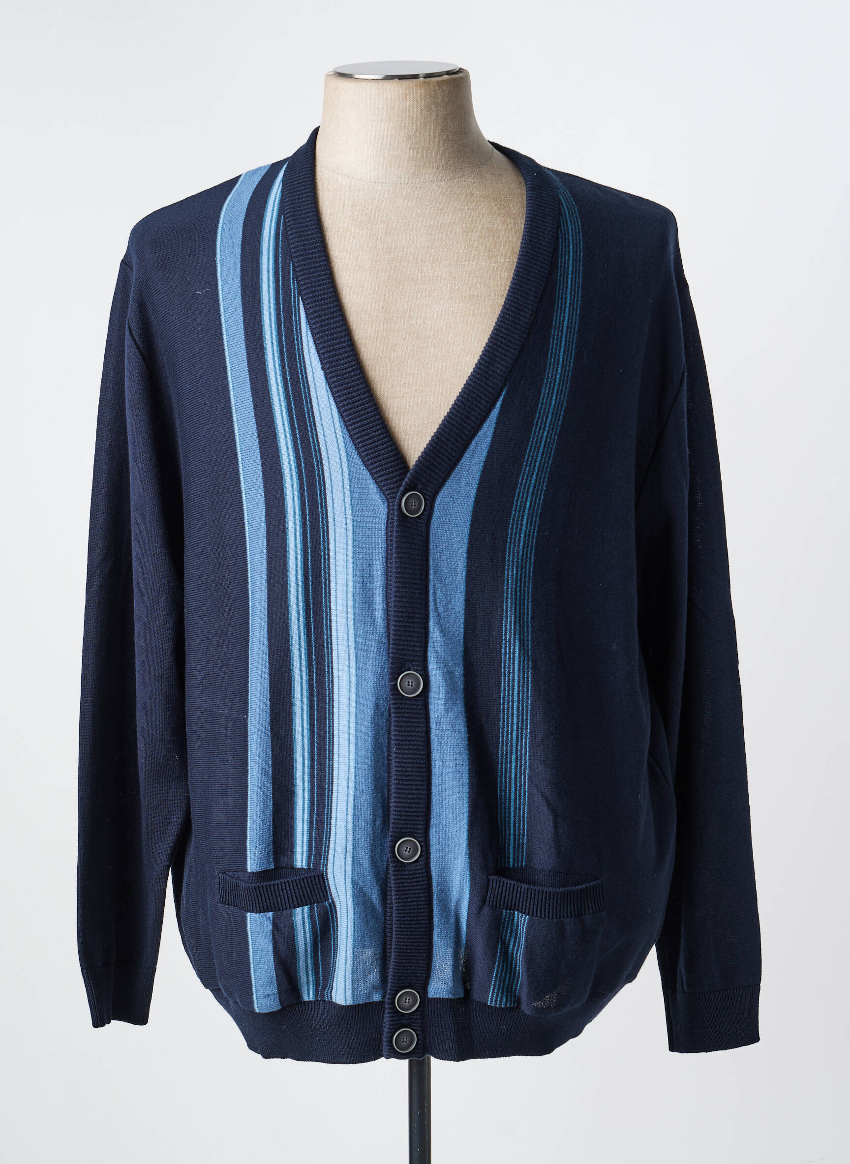Gilet manches longues col v bleu LOUIS VICTOR homme