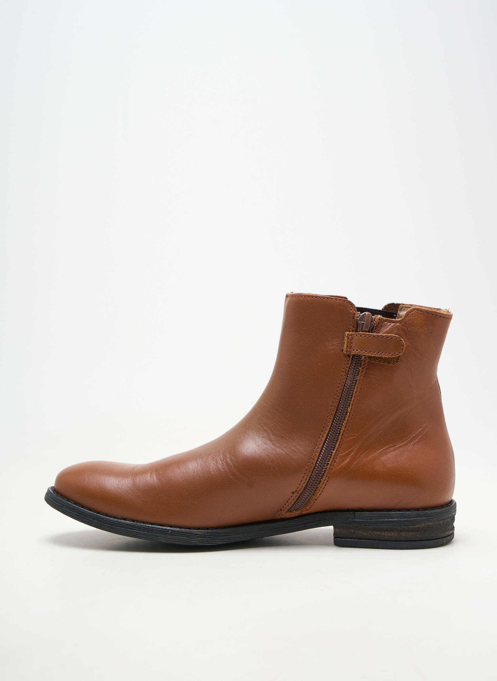 Bottines/boots matière lisse talon plat jusqu'à 3cm marron ACEBOS femme