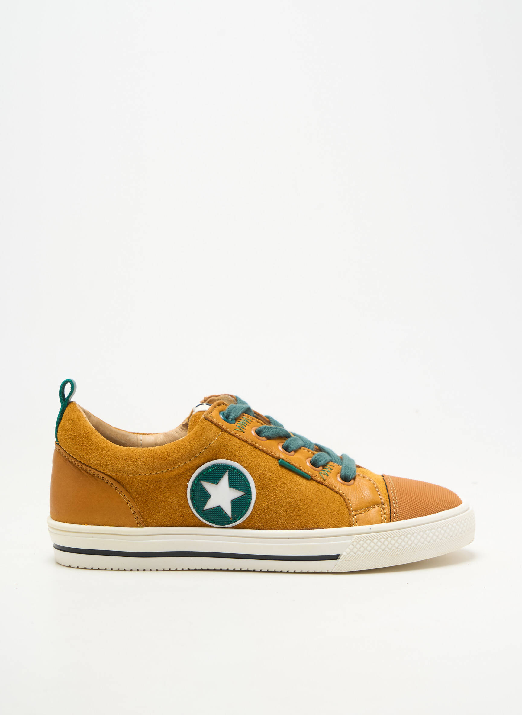 Baskets nubuck bout rond jaune ACEBOS garçon