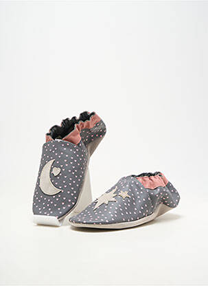 Chaussons/pantoufles matière lisse bout rond rose ROBEEZ fille