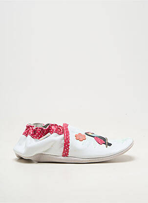 Chaussons/pantoufles matière lisse bout rond blanc ROBEEZ fille