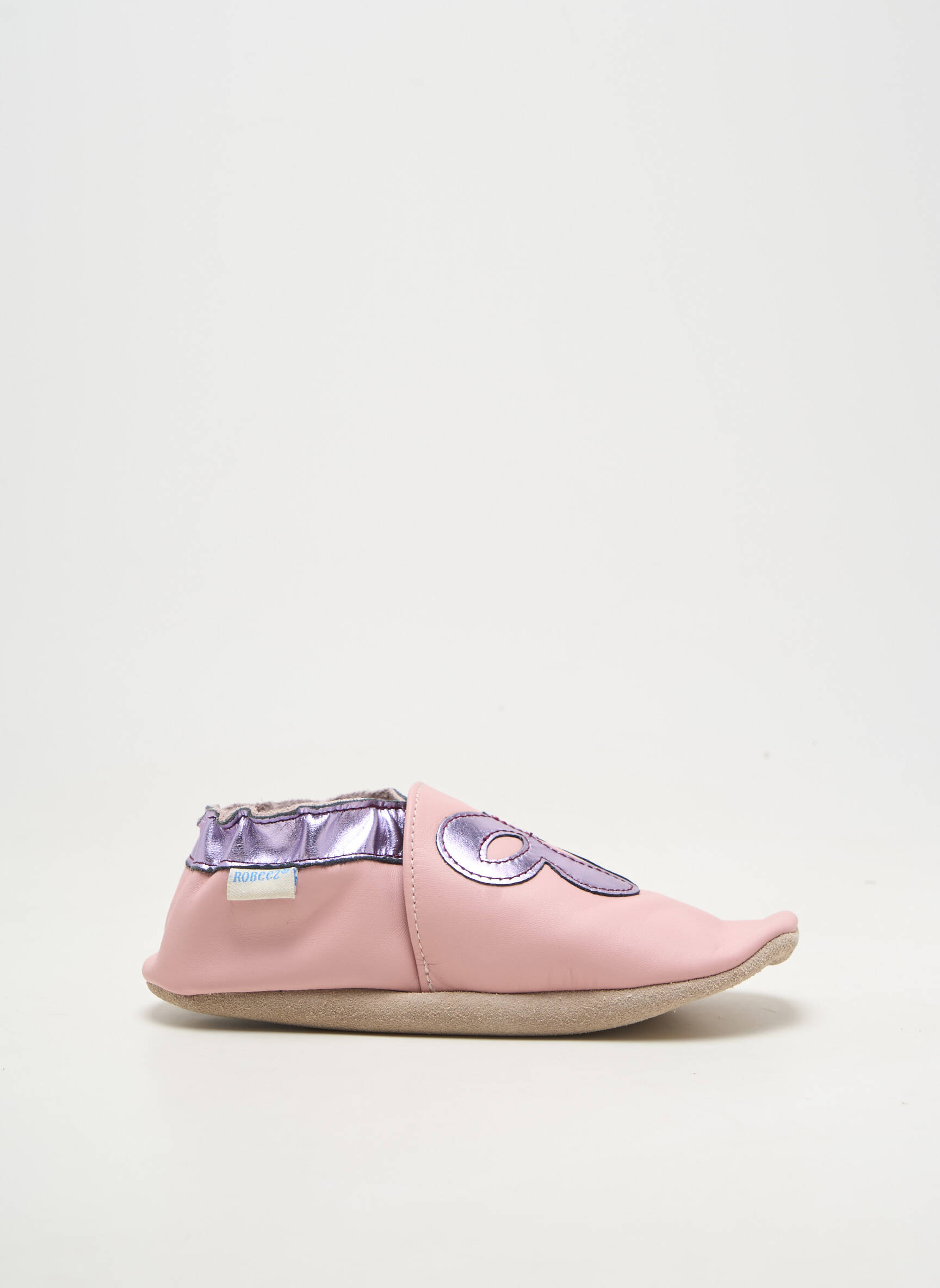 Chaussons/pantoufles matière lisse bout rond rose ROBEEZ fille