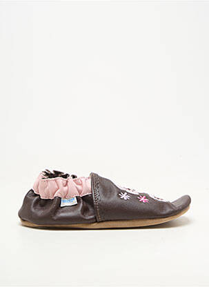 Chaussons/pantoufles matière lisse bout rond marron ROBEEZ fille