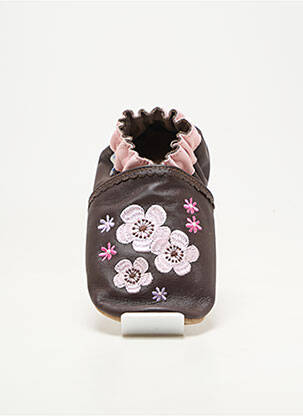 Chaussons/pantoufles matière lisse bout rond marron ROBEEZ fille