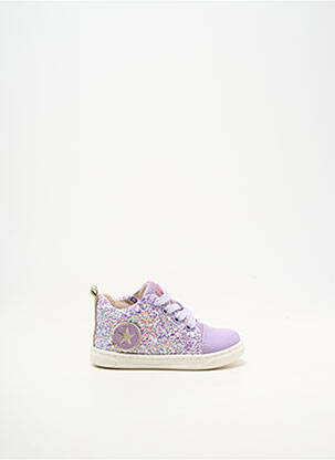 Baskets matière lisse bout rond violet ACEBOS fille