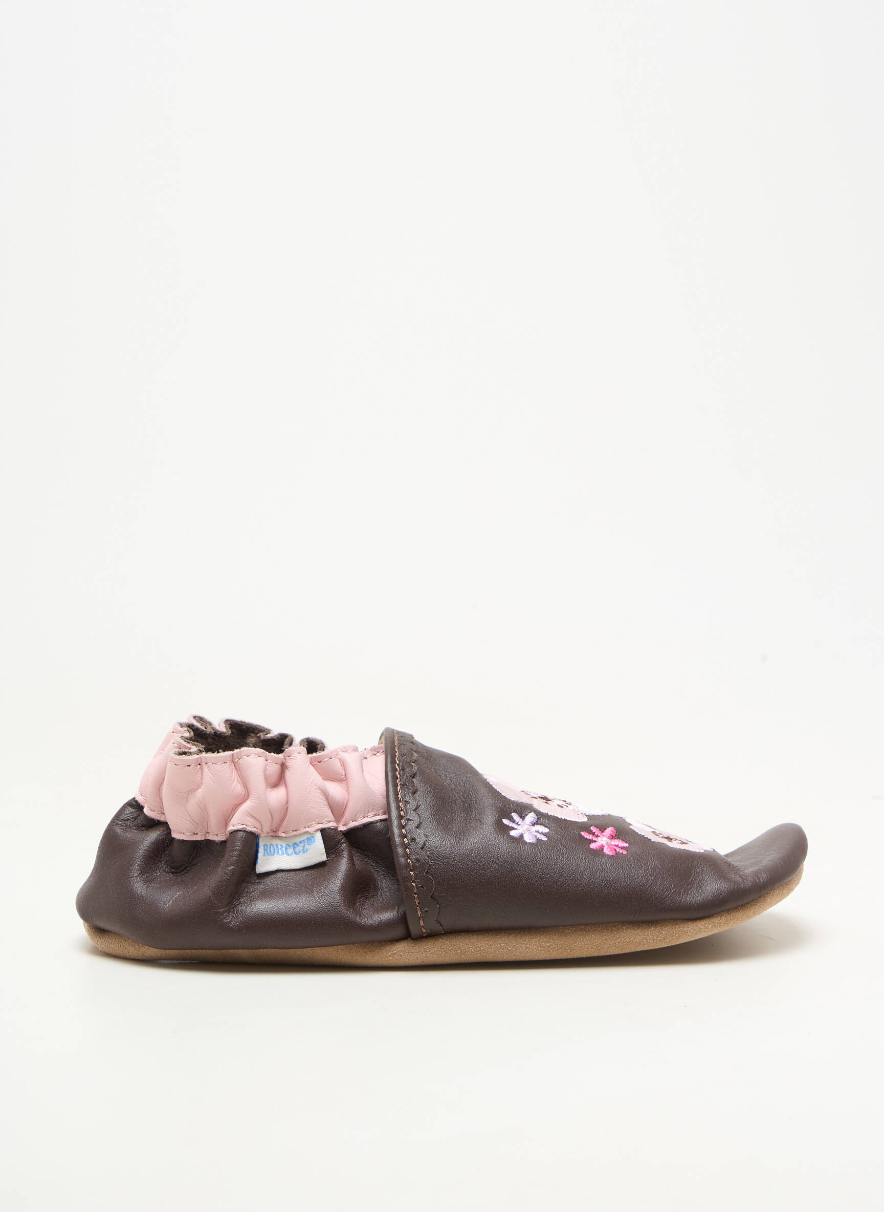 Chaussons/pantoufles matière lisse bout rond marron ROBEEZ fille