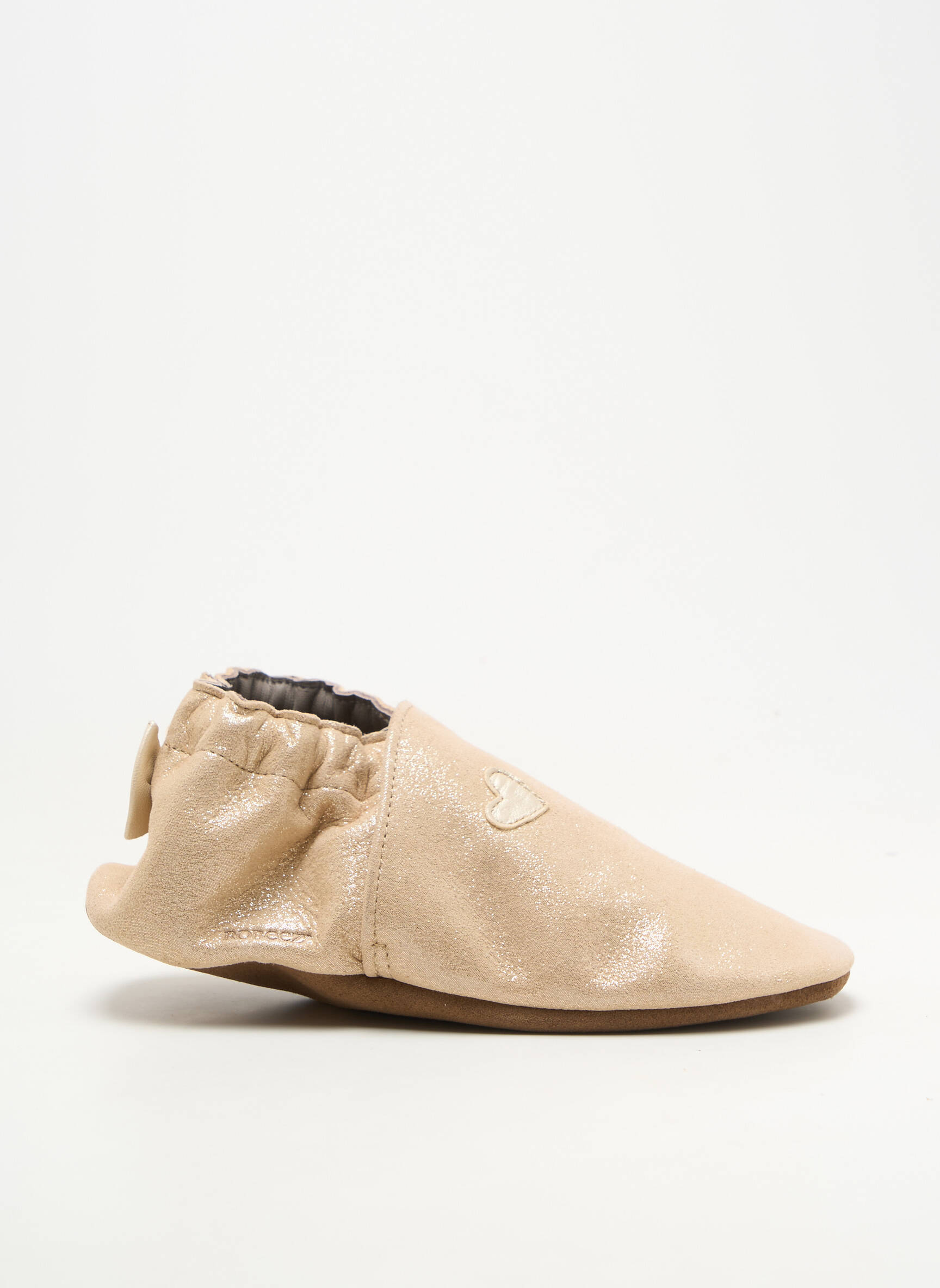 Chaussons/pantoufles tissage tissage pailleté bout rond beige ROBEEZ fille
