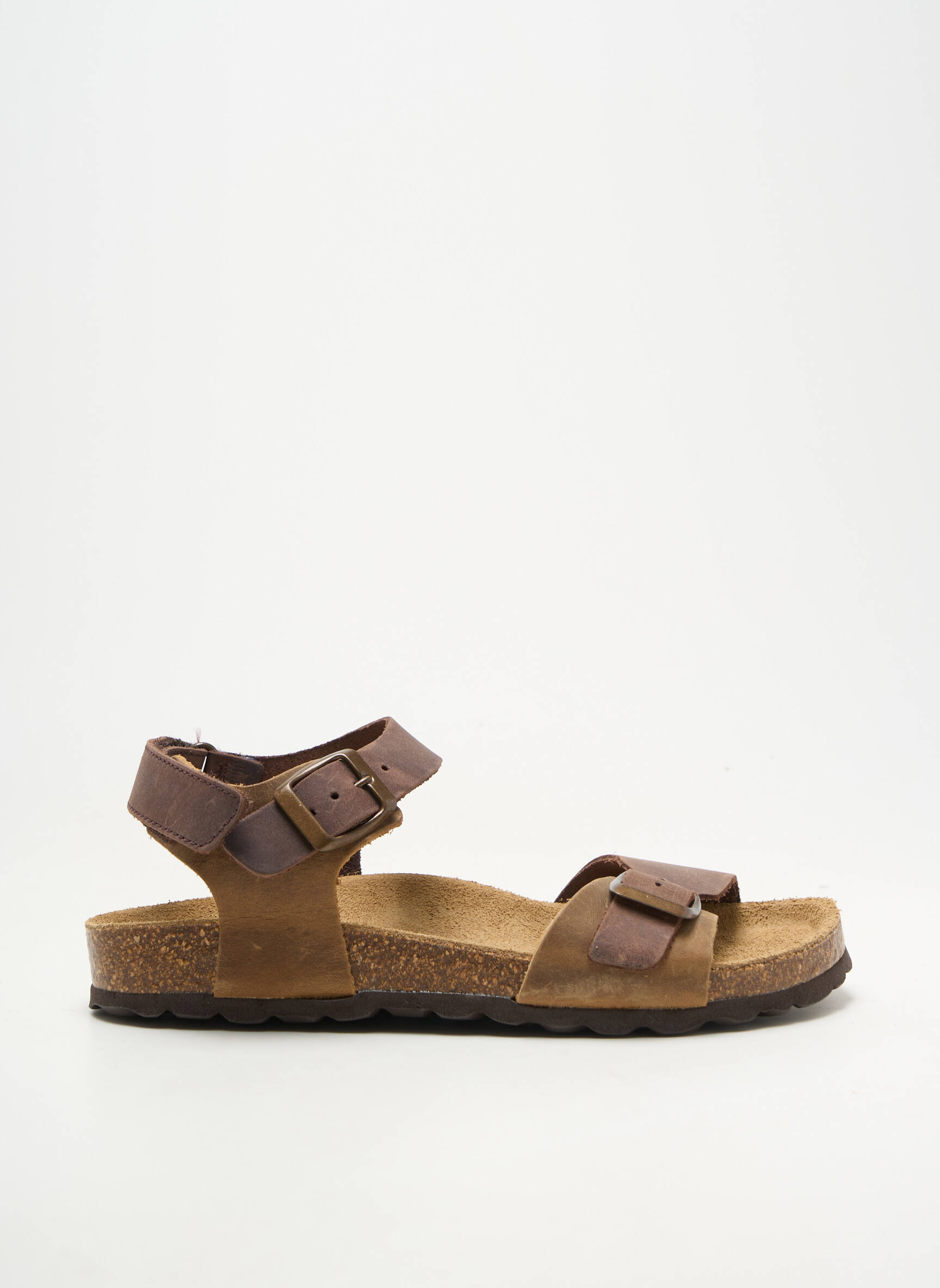 Sandales/nu pieds matière lisse bout rond marron REQINS garçon