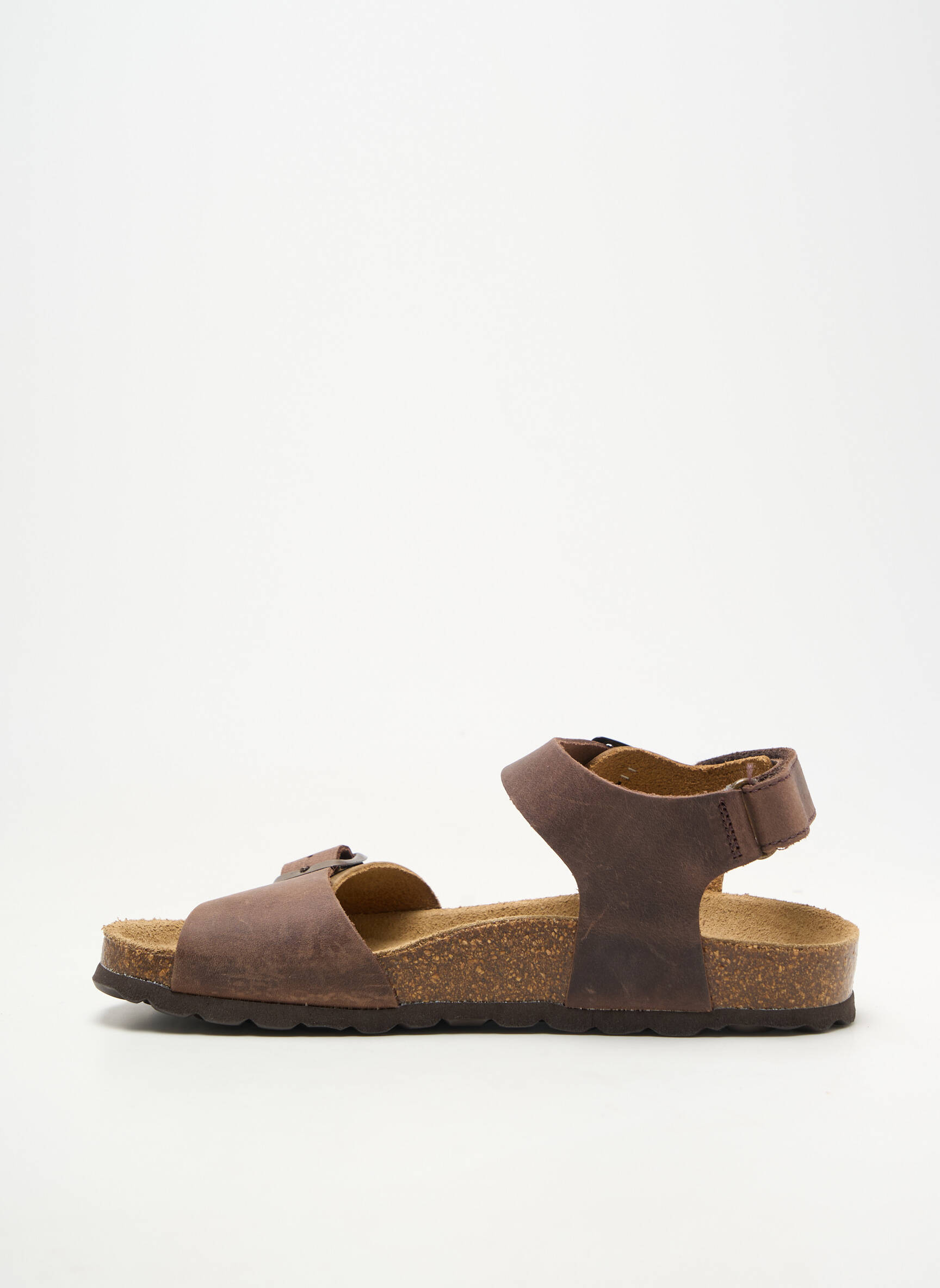 Sandales/nu pieds matière lisse bout rond marron REQINS garçon