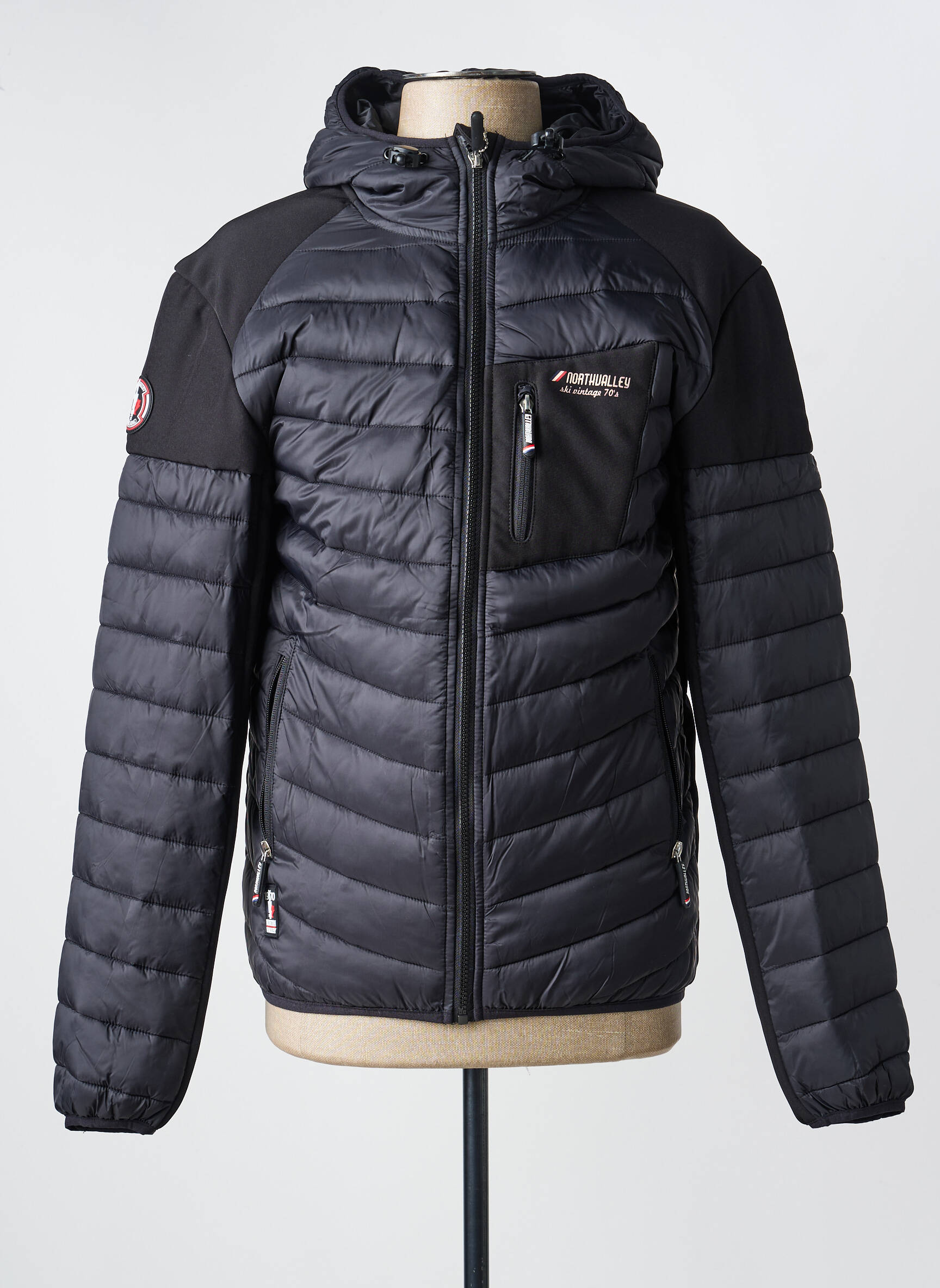 Doudoune manches longues a capuche noir NORTH VALLEY homme