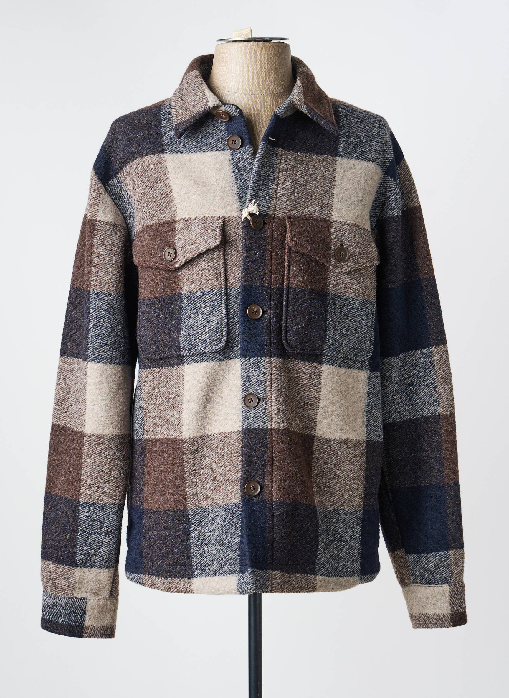 Manteau court col chemisier sans capuche marron THOMAS GOODWIN homme