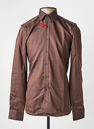 Chemise manches longues coupe cintrée marron MARVELIS homme