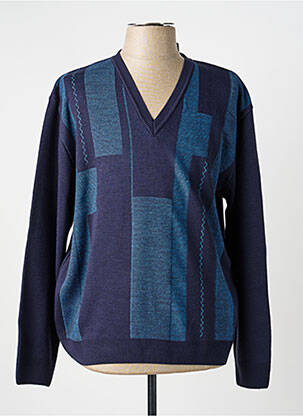 Pull col v manches longues bleu RHODAMEL homme